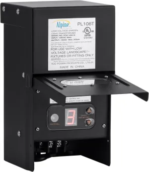 Alpine Corporation Outdoor 200 Watt Transformer with Photo Cell and Timer for Ponds and Fountains