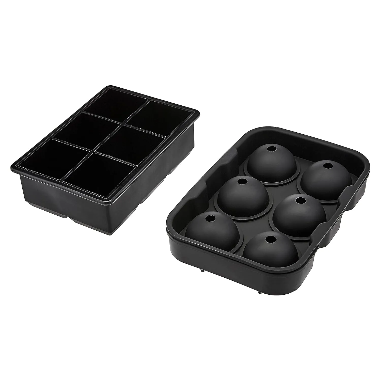 AmazonCommercial Silicone Ice Cube Trays, Set of 2, Spherical mold (7 x 5 x 2.2 IN) set of 1   Square mold (6.5 x 4.4 x 2.0 IN)