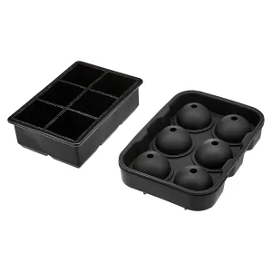 AmazonCommercial Silicone Ice Cube Trays, Set of 2, Spherical mold (7 x 5 x 2.2 IN) set of 1   Square mold (6.5 x 4.4 x 2.0 IN)