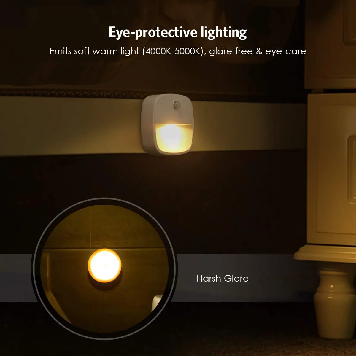 AMIR (Upgraded Version) Motion Sensor Light, Cordless Battery-Powered LED Night Light, Wall Light, Closet Lights, Safe Lights for Stairs, Hallway, Bathroom, Kitchen, Cabinet (Warm White - Pack of 6)