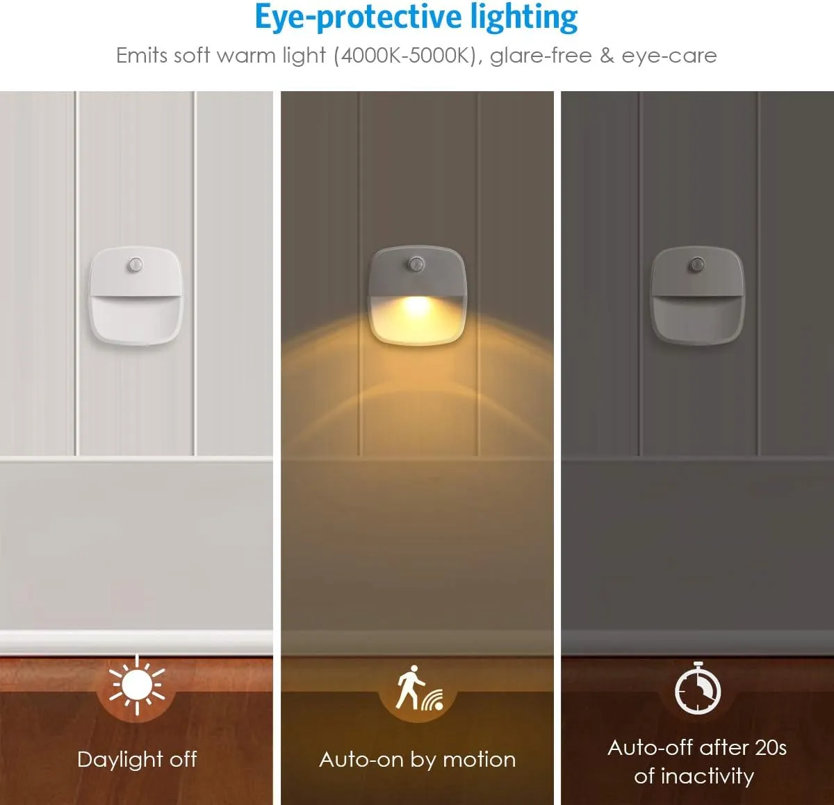 AMIR (Upgraded Version) Motion Sensor Light, Cordless Battery-Powered LED Night Light, Wall Light, Closet Lights, Safe Lights for Stairs, Hallway, Bathroom, Kitchen, Cabinet (Warm White - Pack of 6)