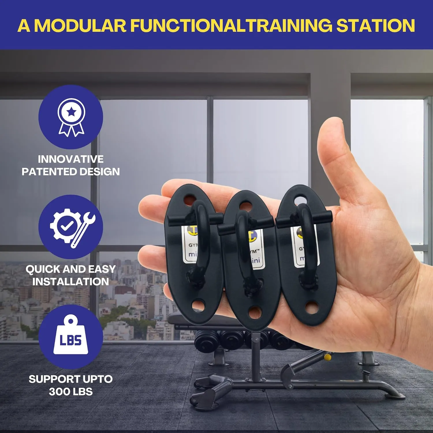 Anchor Gym Mini H1 - Resistance Band Wall Anchors for Home Workouts | Wall Mount Anchor for Resistance Bands, Stretch Straps & Suspension Trainers