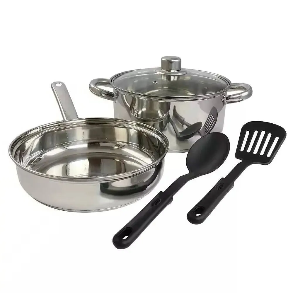 and with Spatula Stainless Set Steel Dutch Saucepan Oven Summer markdown 4-Qt. Dedicated support Cookware 5-Piece