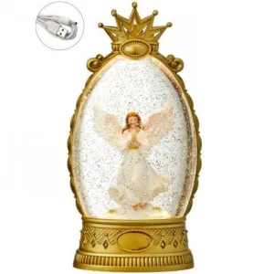 Angel In Gold Crown Lighted Water Lantern