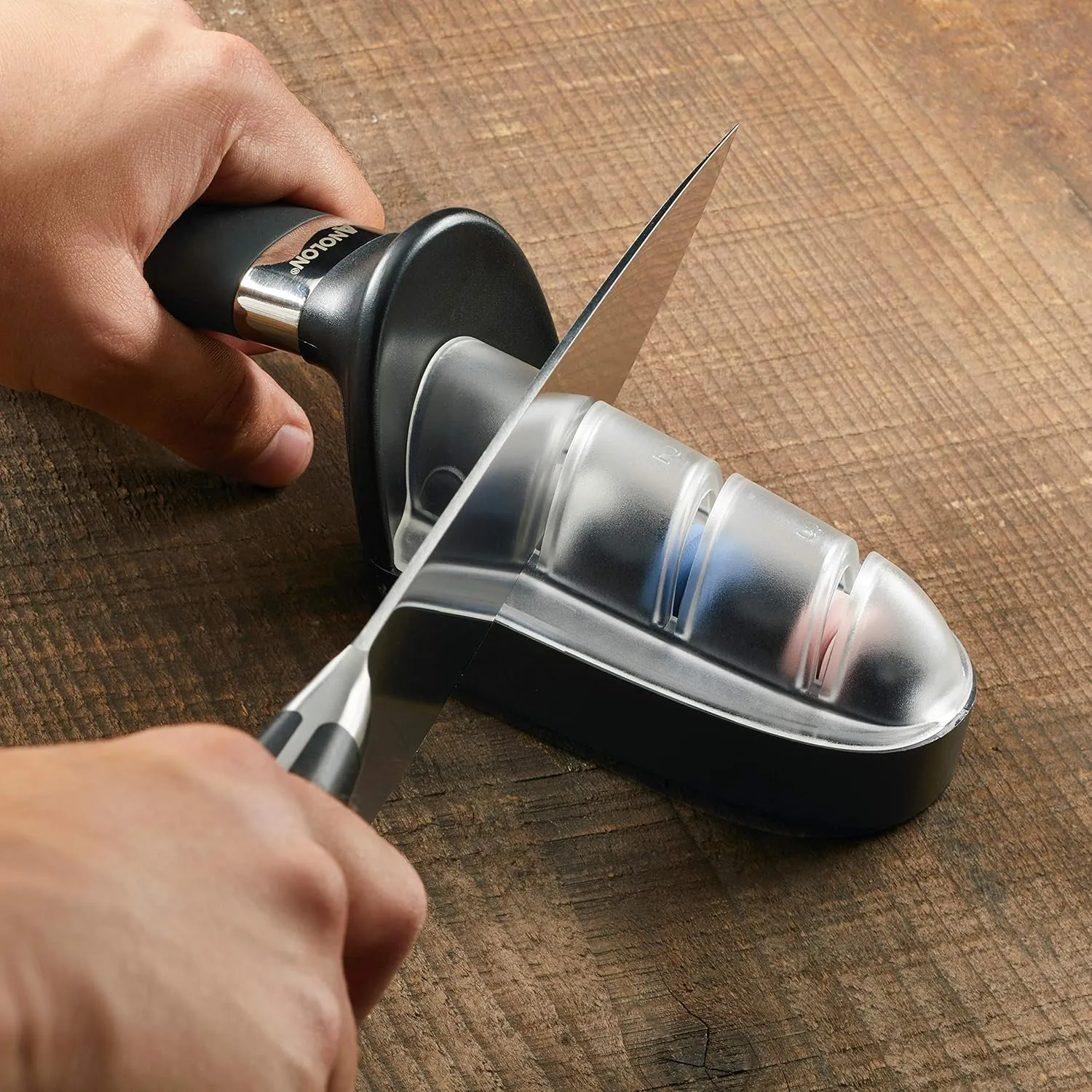 Anolon 47998 AlwaysSharp Kitchen Universal Knife Sharpening for Straight Blade Knives, 9 Inch, Black