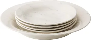 Anolon Ceramics Stoneware Pasta/Soup Bowls, 5 Piece, Marble White