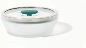 Anyday Cookware Plastic-Free Microwave Dish, 2-Piece Medium Shallow Glass Storage Container with Lid for Steaming, Roasting, Serving & Storing Food, 7.1” x 2.6”, Kale