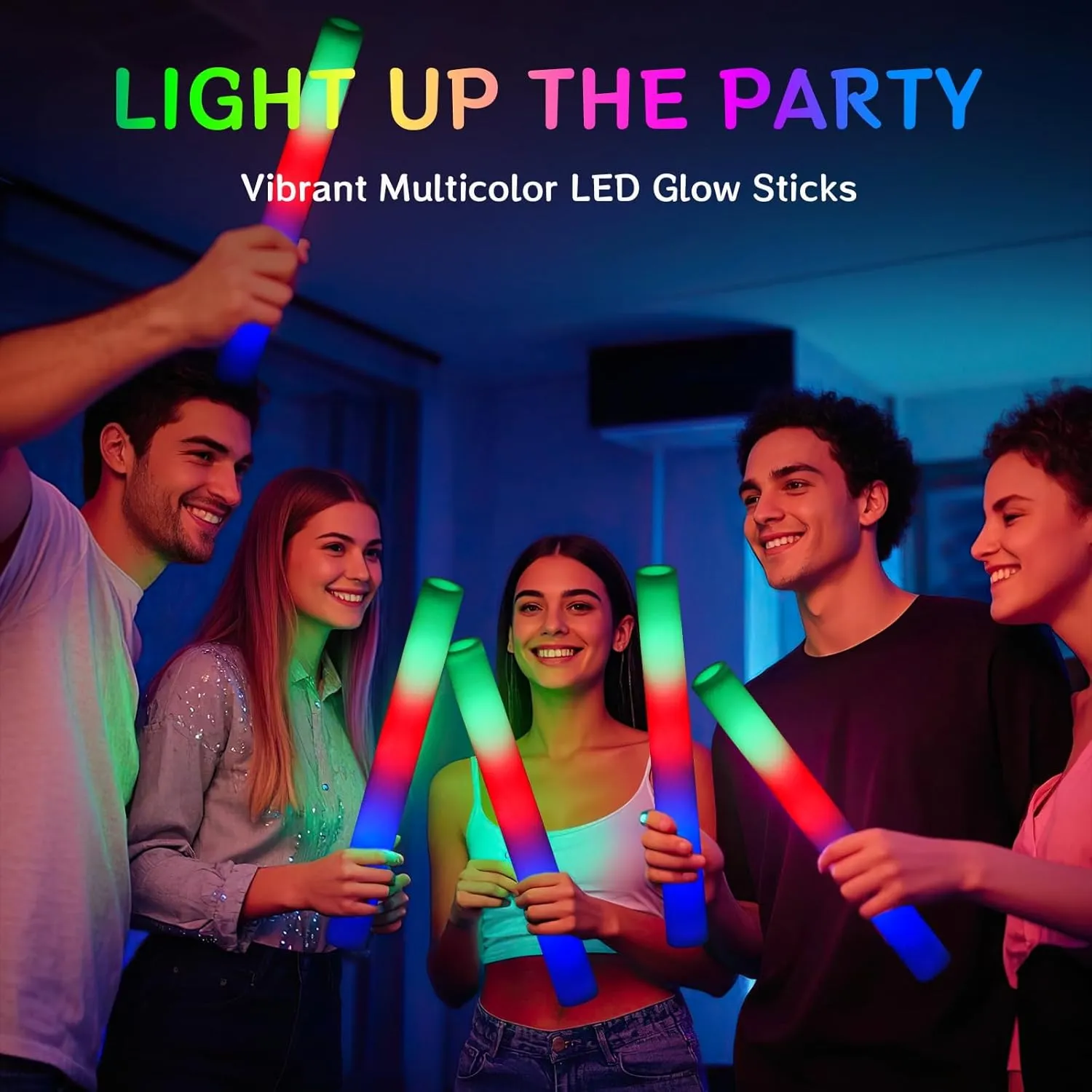 AOWDIAO 12 Pack Foam LED Glow Sticks – 16-Inch & 3 Lighting Modes – Light Up Neon Glow Wands Party Supplies for Weddings, Concerts, Festivals, Birthdays, Camping