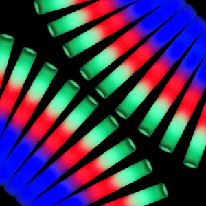 AOWDIAO 12 Pack Foam LED Glow Sticks – 16-Inch & 3 Lighting Modes – Light Up Neon Glow Wands Party Supplies for Weddings, Concerts, Festivals, Birthdays, Camping