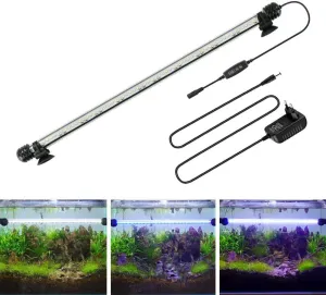 Aquarium Light for Fish Tank,Auto on/Off Submersible White and Blue Aquarium Plant Light with Timer and dimming Function (16 inch （Timer & Dimming Function)