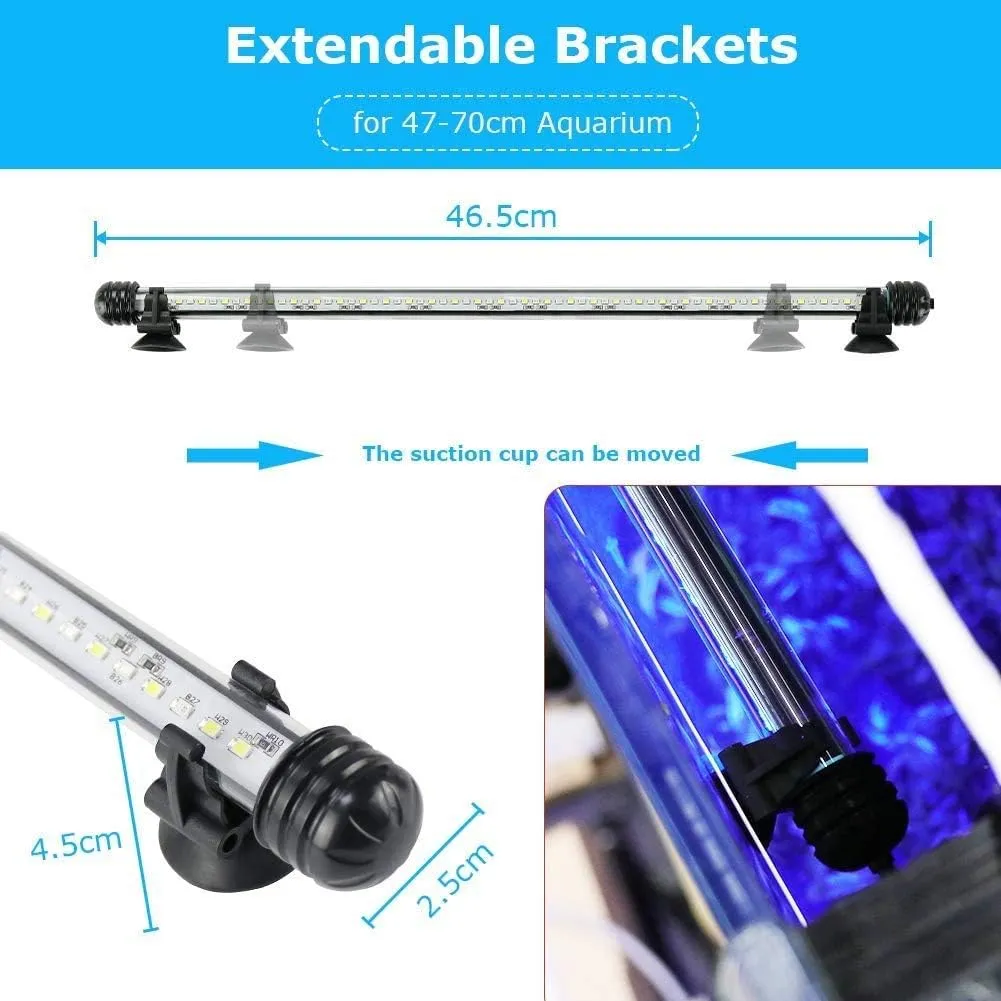 Aquarium Light for Fish Tank,Auto on/Off Submersible White and Blue Aquarium Plant Light with Timer and dimming Function (16 inch （Timer & Dimming Function)