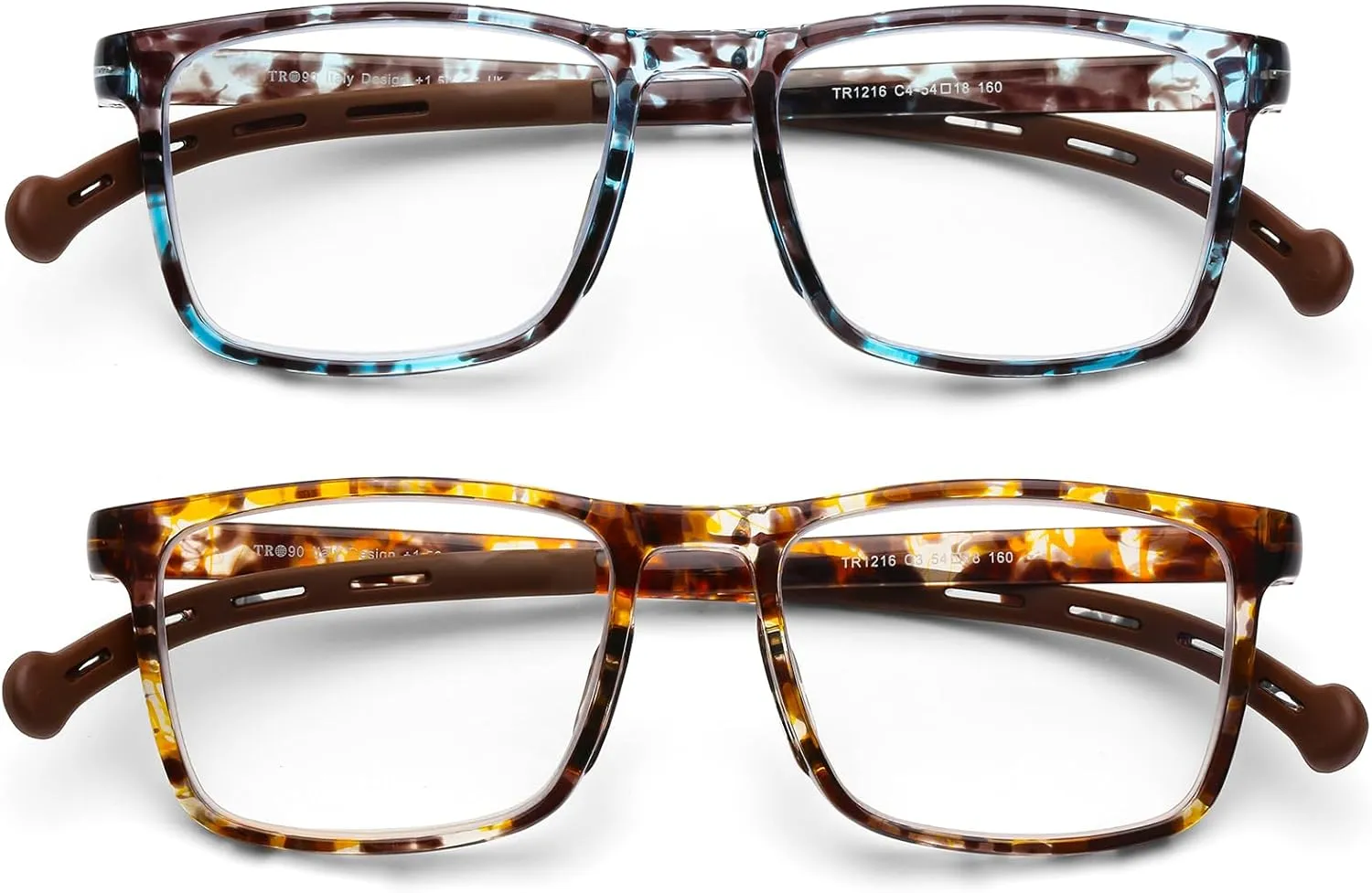 AQWANO 2 Pack Reading Glasses for Women Men Neck Hanging Blue Light Block Durable Flexible TR90 Ultra-light Readers Anti Glare, 1.75