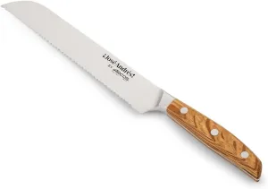 Arcos Jose Andres Bread Knife | 8-Inch Forged Knife for Artisan Breads & Bakery Goods | NITRUM Stainless Steel Blade with Silk Edge | Ergonomic Light Brown Holm Oak Handle