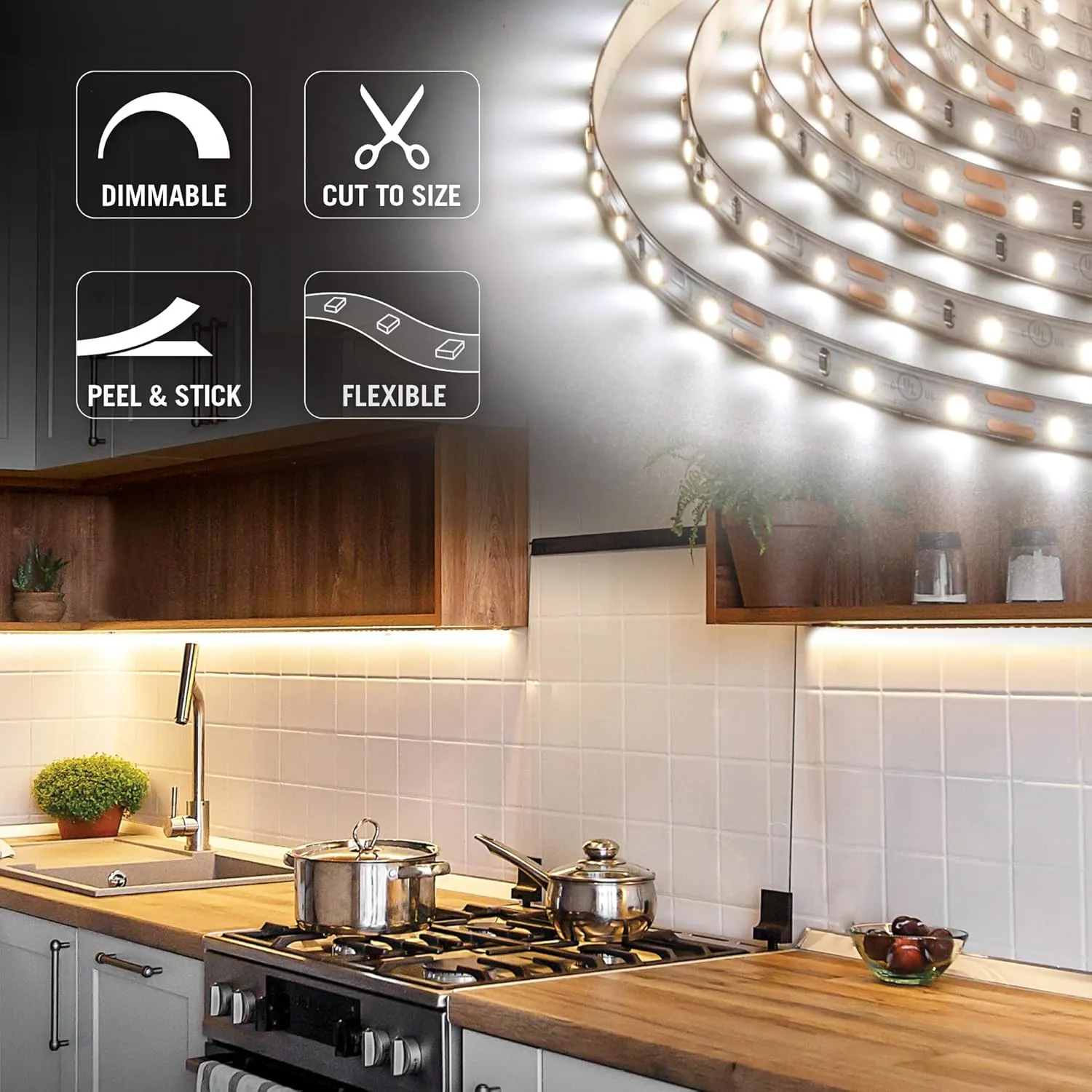 Armacost Lighting 142250 Ribbon Flex Pro Tape Light 60 LEDs/m, Soft Bright White 3000K 32.8 ft. Professional Grade LED Strip Lights