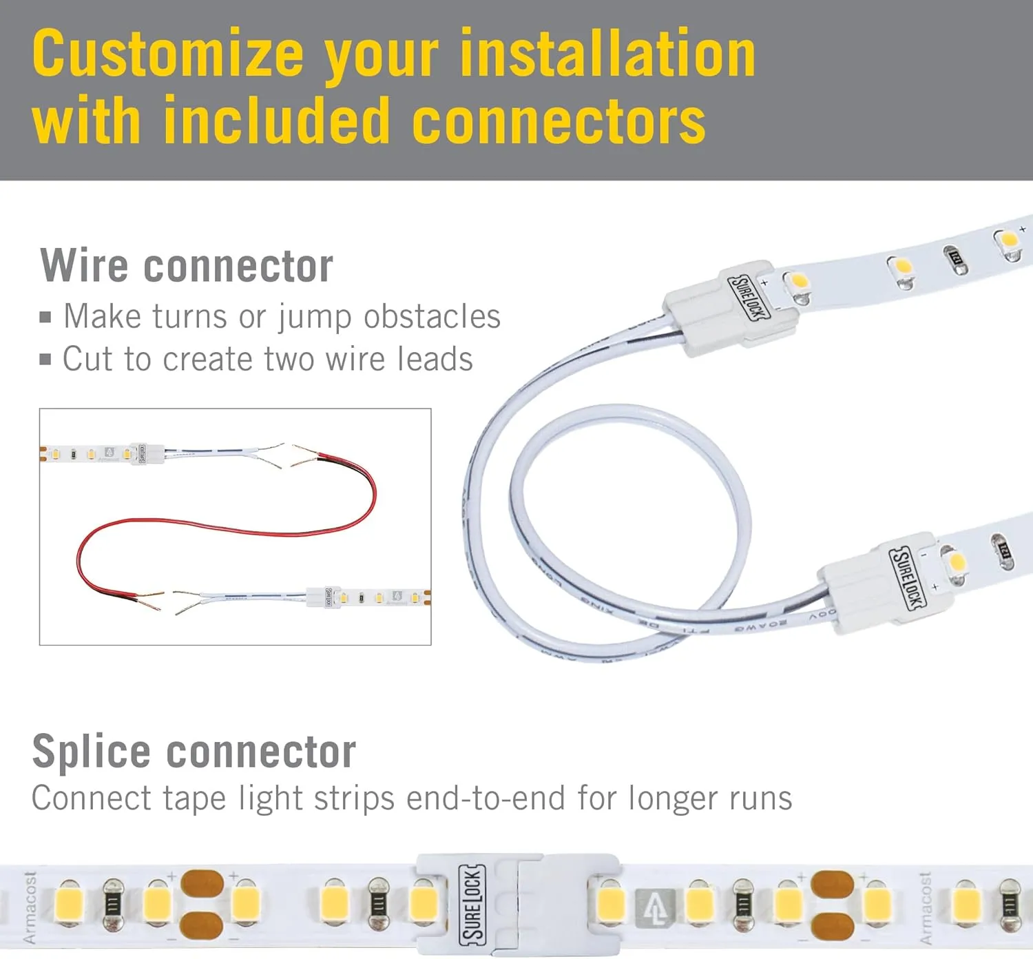Armacost Lighting 142250 Ribbon Flex Pro Tape Light 60 LEDs/m, Soft Bright White 3000K 32.8 ft. Professional Grade LED Strip Lights