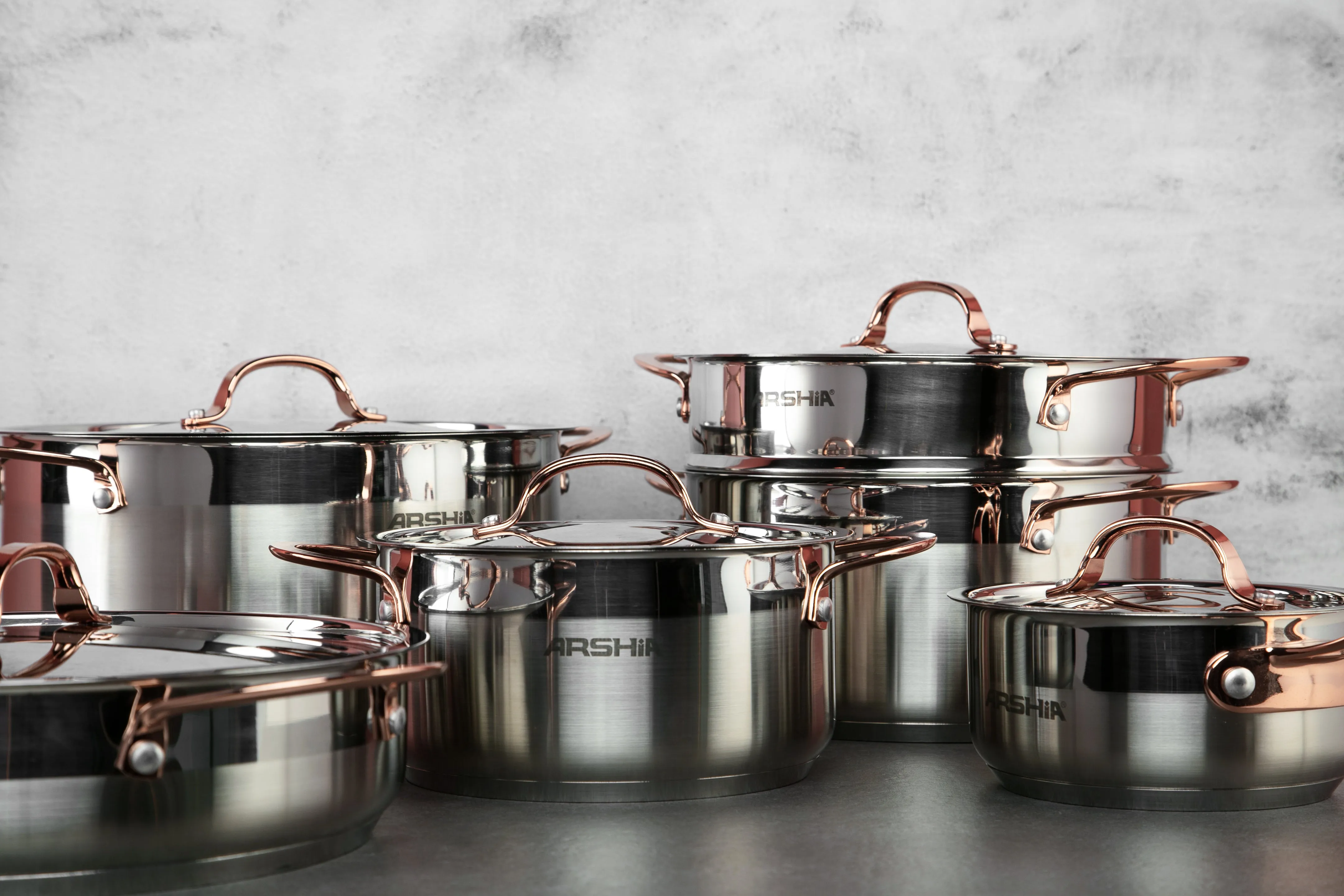 Arshia Double lid Copper Cookware 12PCS SS064
