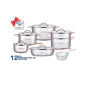 Arshia Double lid Copper Cookware 12PCS SS064