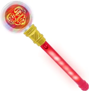 ArtCreativity Valentine's Day Spinning Light Up Wand – 13-Inch LED Wand with Patterns and Spinner, Fun Light Up Spinning Princess Wand for Kids, Perfect Valentine Toys and Gifts for Valentine's Day