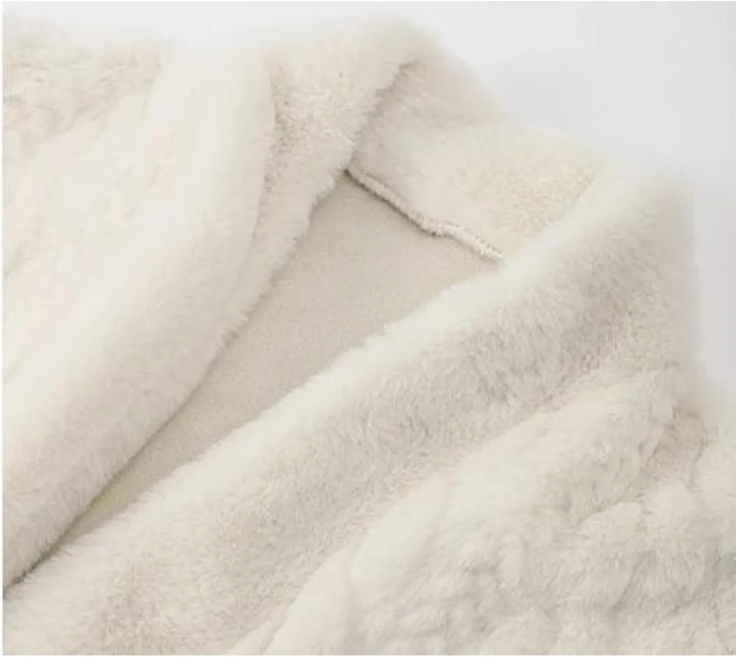 Autumn and Winter Thickened Women's Elongated Imitation Mink Cardigan Jacket Integrated Coat Pleated Back Denim