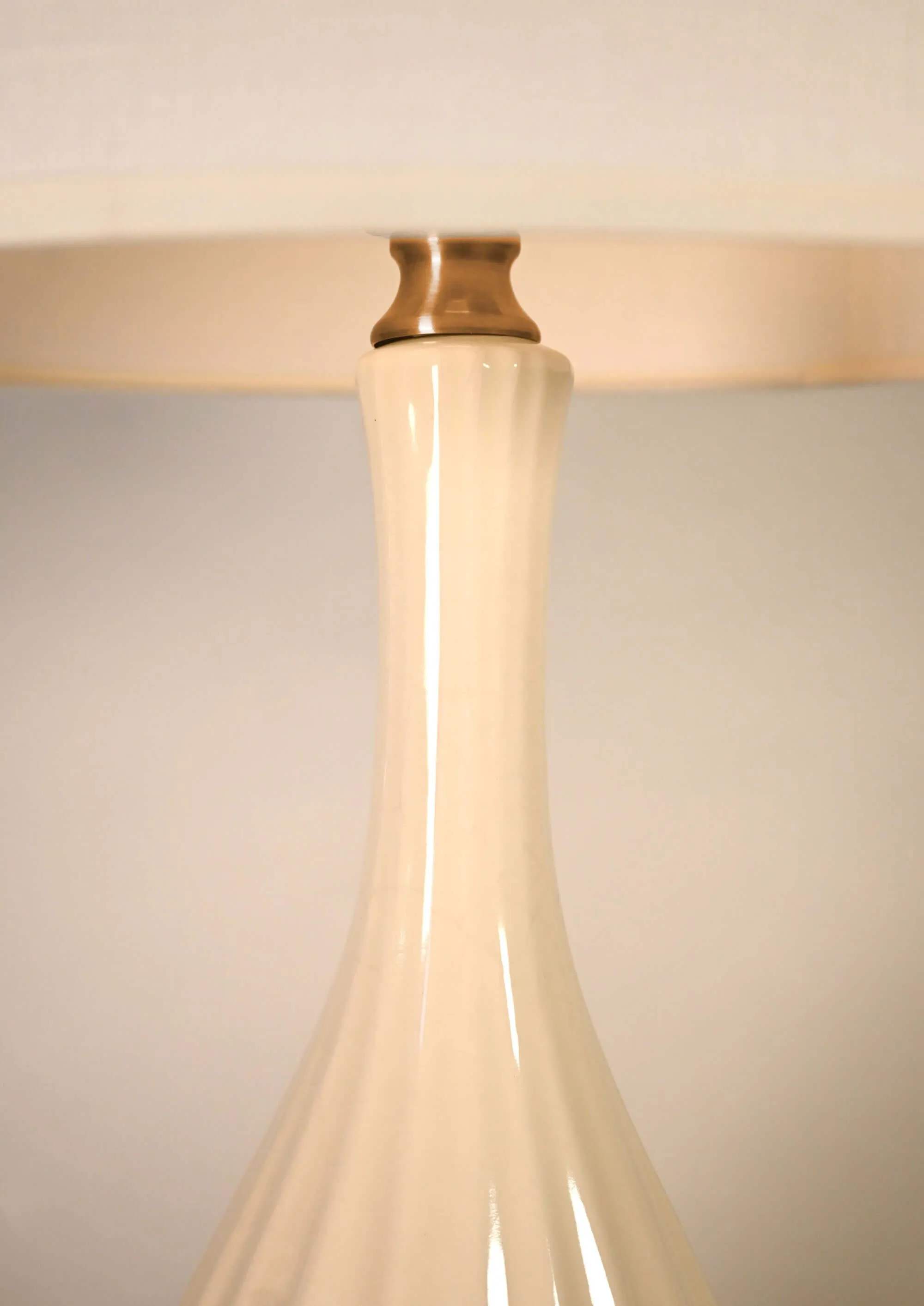 Ava Ivory Ceramic on Brass - Mini Base Cordless Lamp -  Made in the USA