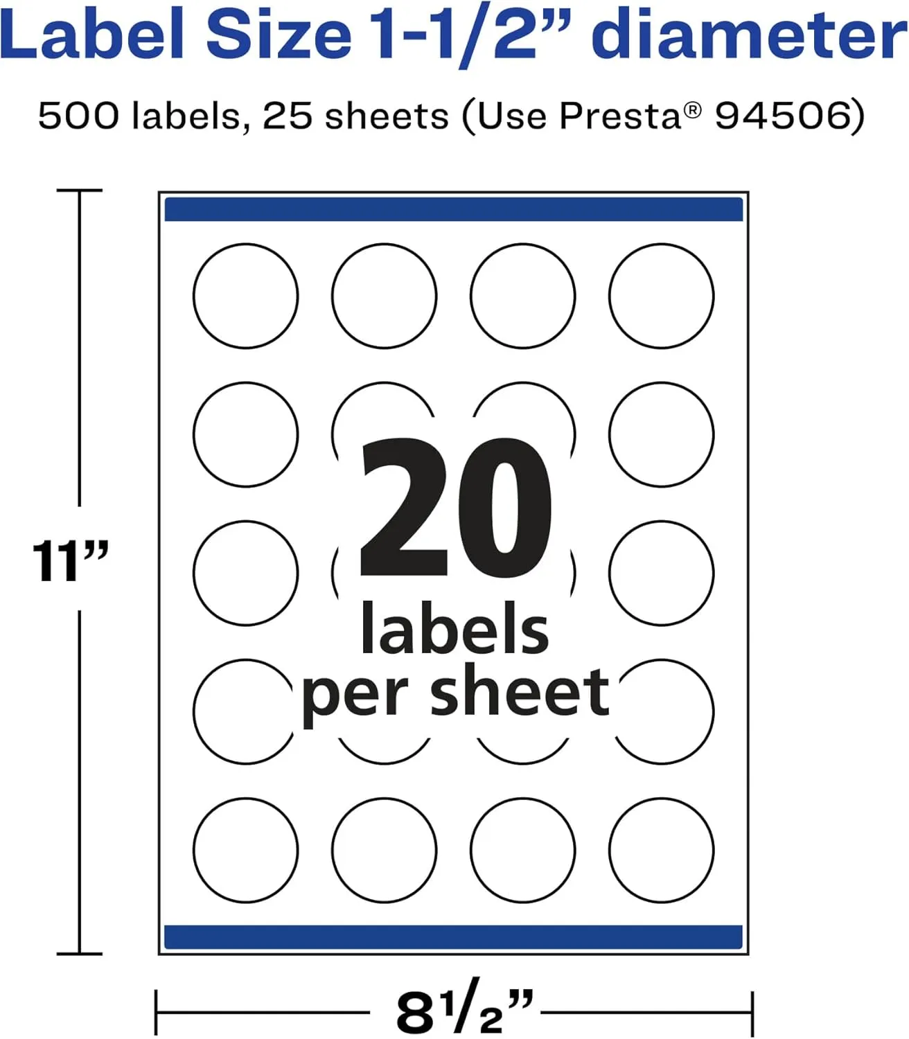 Avery Durable Waterproof Round Labels, Sure Feed Technology, Print-to-The-Edge, 1.5" Diameter, 500 Total, Oil and Tear-Resistant, Waterproof, Laser/Pigment-Based Inkjet Printable