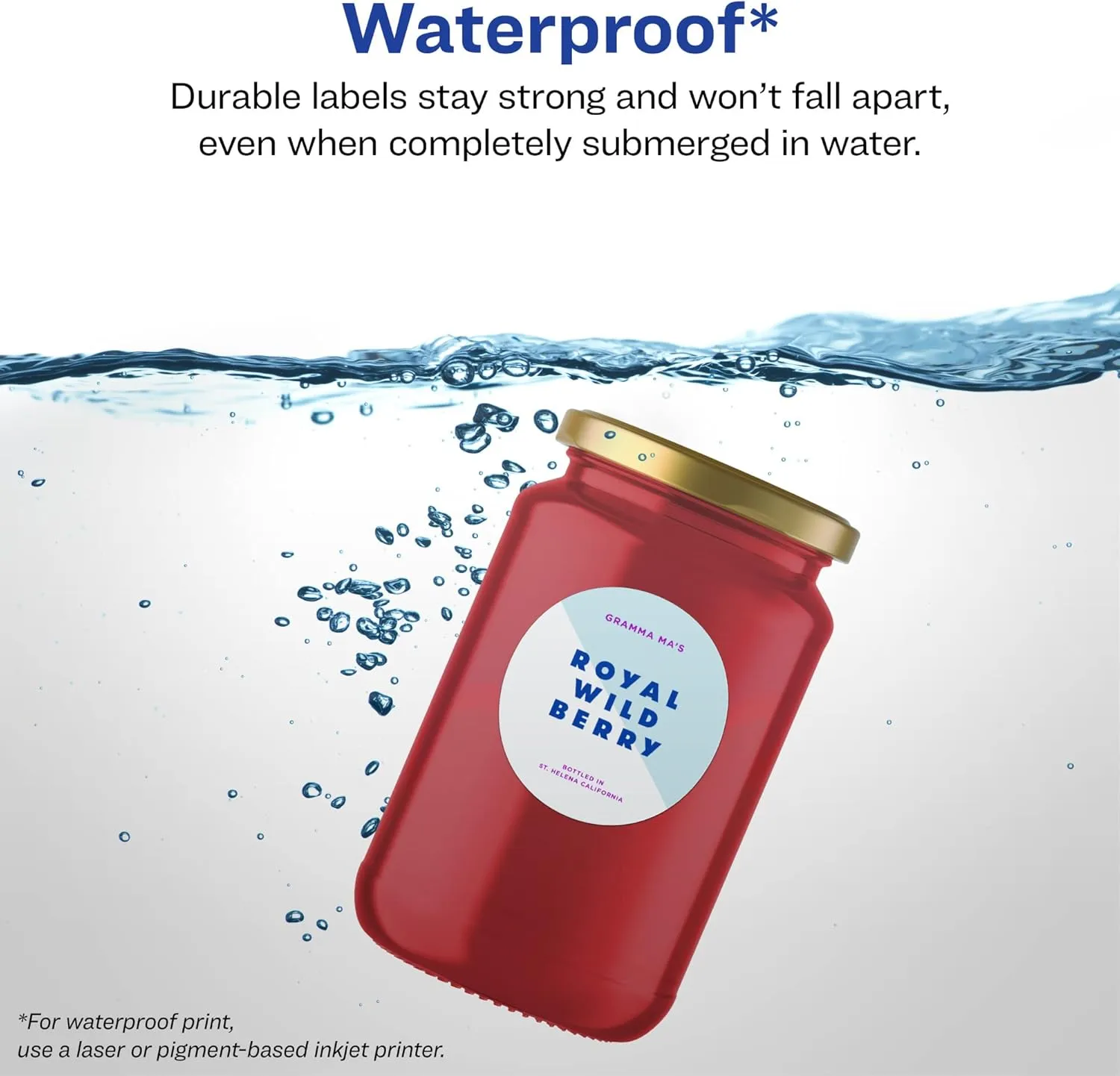 Avery Durable Waterproof Round Labels, Sure Feed Technology, Print-to-The-Edge, 3" Diameter, 150 Total, Oil and Tear-Resistant, Waterproof, Laser/Pigment-Based Inkjet Printable
