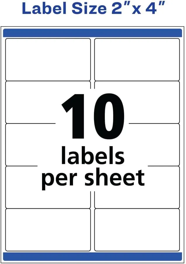 Avery Waterproof Labels with Ultrahold Adhesive, 2" x 4", Case of 5,000 Labels for Laser Printers (95523)