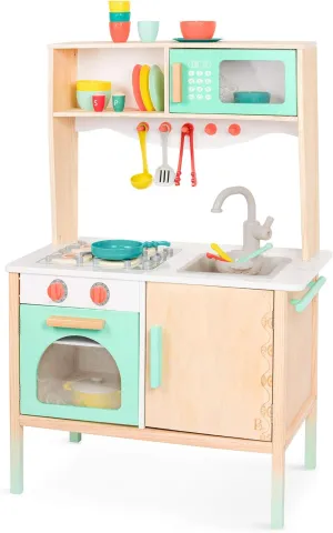 B. toys- Mini Chef Kitchenette- Pretend Play Wooden Play Kitchen – Kitchen for Kids – Kitchen Play Set & Accessories – (20  Pcs)- 3 Years  