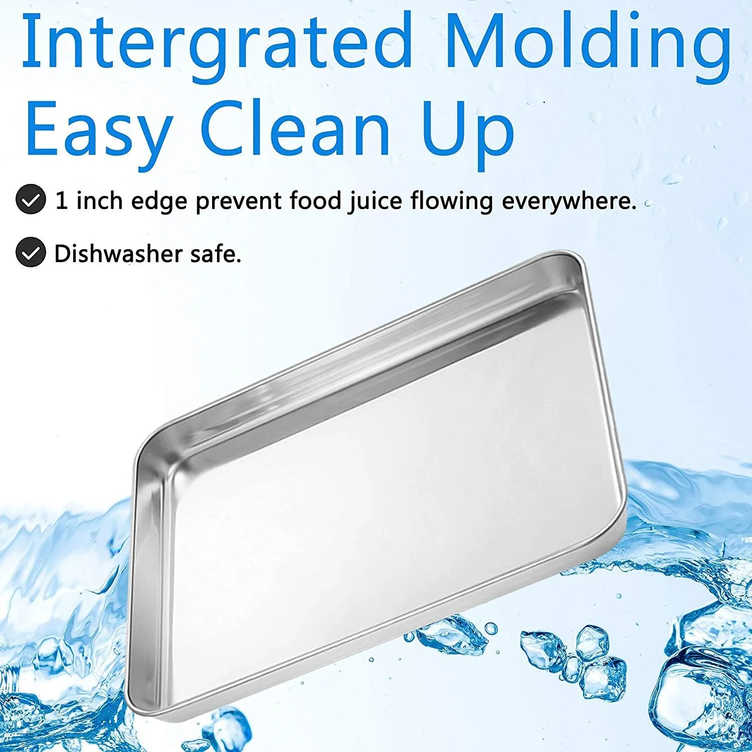 Baking Sheets 5 Pieces, Bastwe Cookie Sheets Set of 5 Stainless Steel Baking Pans Toaster Oven Tray Pans, Rectangle Size 12 × 9 × 1 inch, Rustproof & Healthy & Easy Clean & Dishwasher Safe