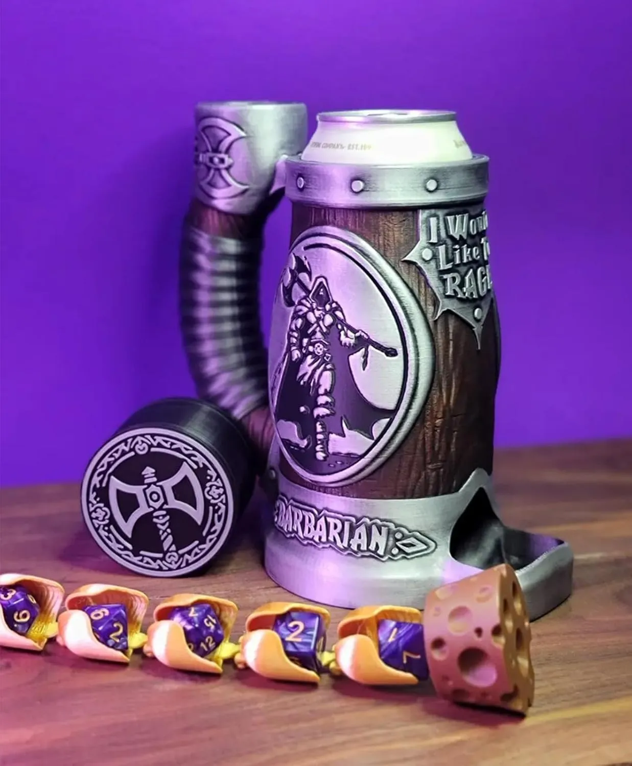 Barbarian Dice Tower Mug Set, Dice Tower Mug, Dice Box Storage, Special Dice Storage, Dnd Cup Fit 12 Oz Can, Dnd Accessories For Players (Barbarian)