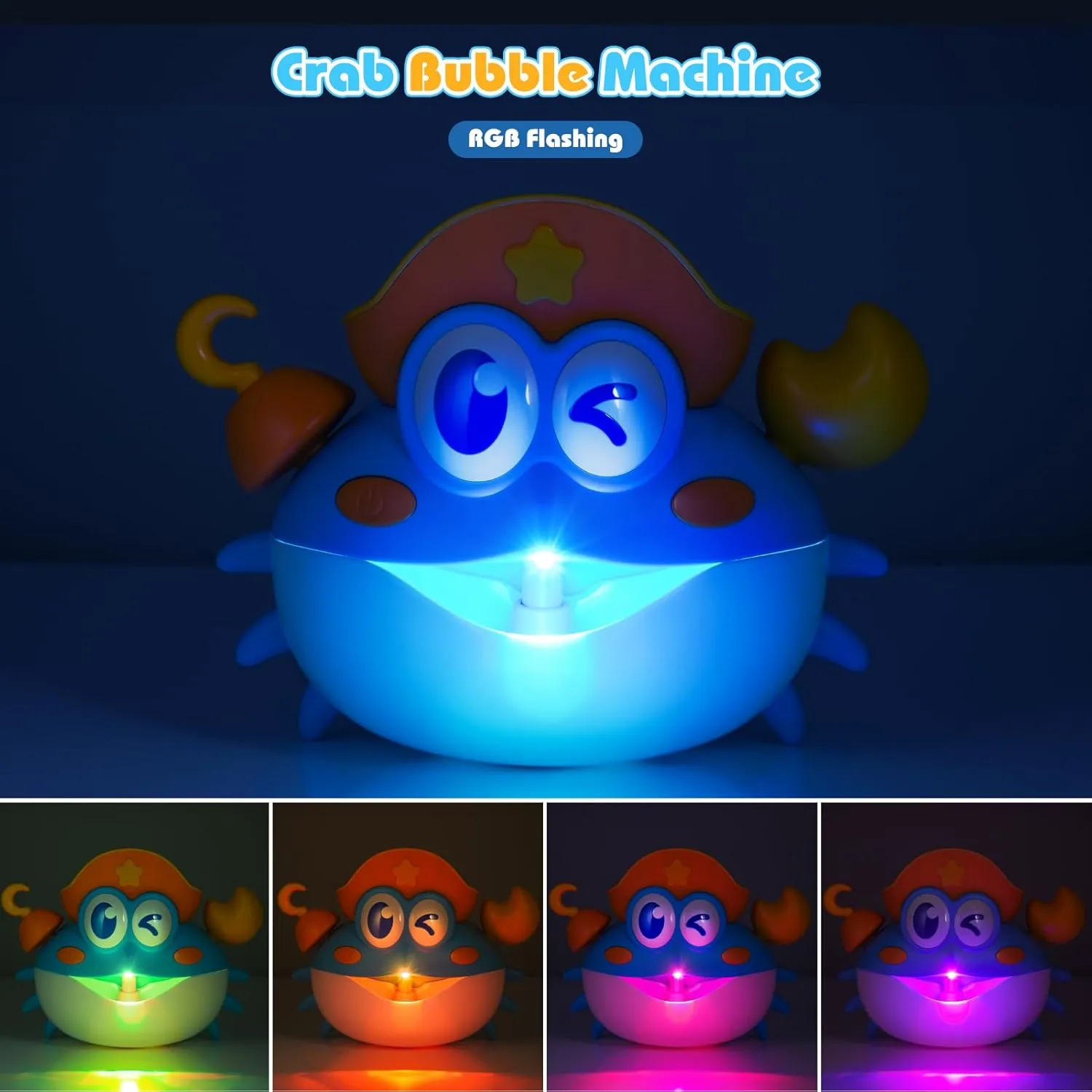 Bath Toys,Light Up Crab Bath Bubble Maker Bathroom Toys for Kids Ages 1-3 4-8,Bath Bubble Machine with Colourful Light Toddler Bathub Toy Great Birthday Gifts for Kids