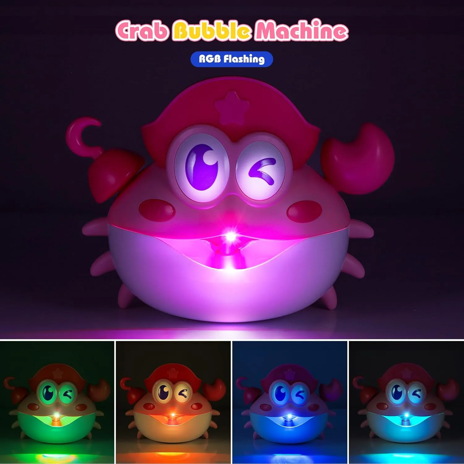 Bath Toys,Light Up Crab Bath Bubble Maker Bathroom Toys for Kids Ages 1-3 4-8,Bath Bubble Machine with Colourful Light Toddler Bathub Toy Great Birthday Gifts for Kids