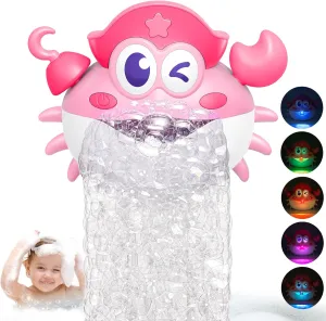 Bath Toys,Light Up Crab Bath Bubble Maker Bathroom Toys for Kids Ages 1-3 4-8,Bath Bubble Machine with Colourful Light Toddler Bathub Toy Great Birthday Gifts for Kids