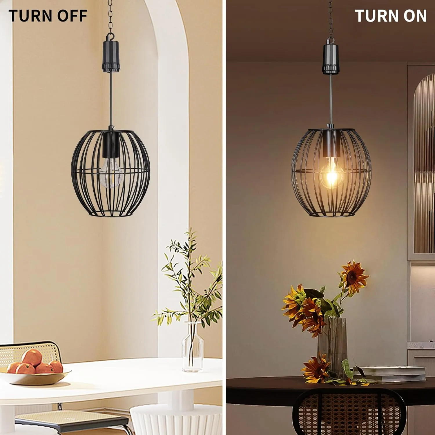 Battery Operated Pendant Light, Battery Hanging Chandelier with 6 Hours Timer,Outdoor Indoor Hanging Decorations Lamp Waterproof Metal Decorative Lantern for Gazebo Porch Garden Patio Livingroom