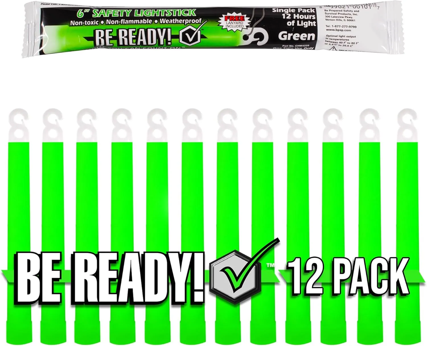 Be Ready - Industrial 12 Hour Illumination Emergency Safety Chemical Light Glow Sticks 12 Pack