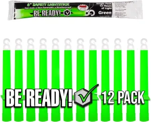 Be Ready - Industrial 12 Hour Illumination Emergency Safety Chemical Light Glow Sticks 12 Pack