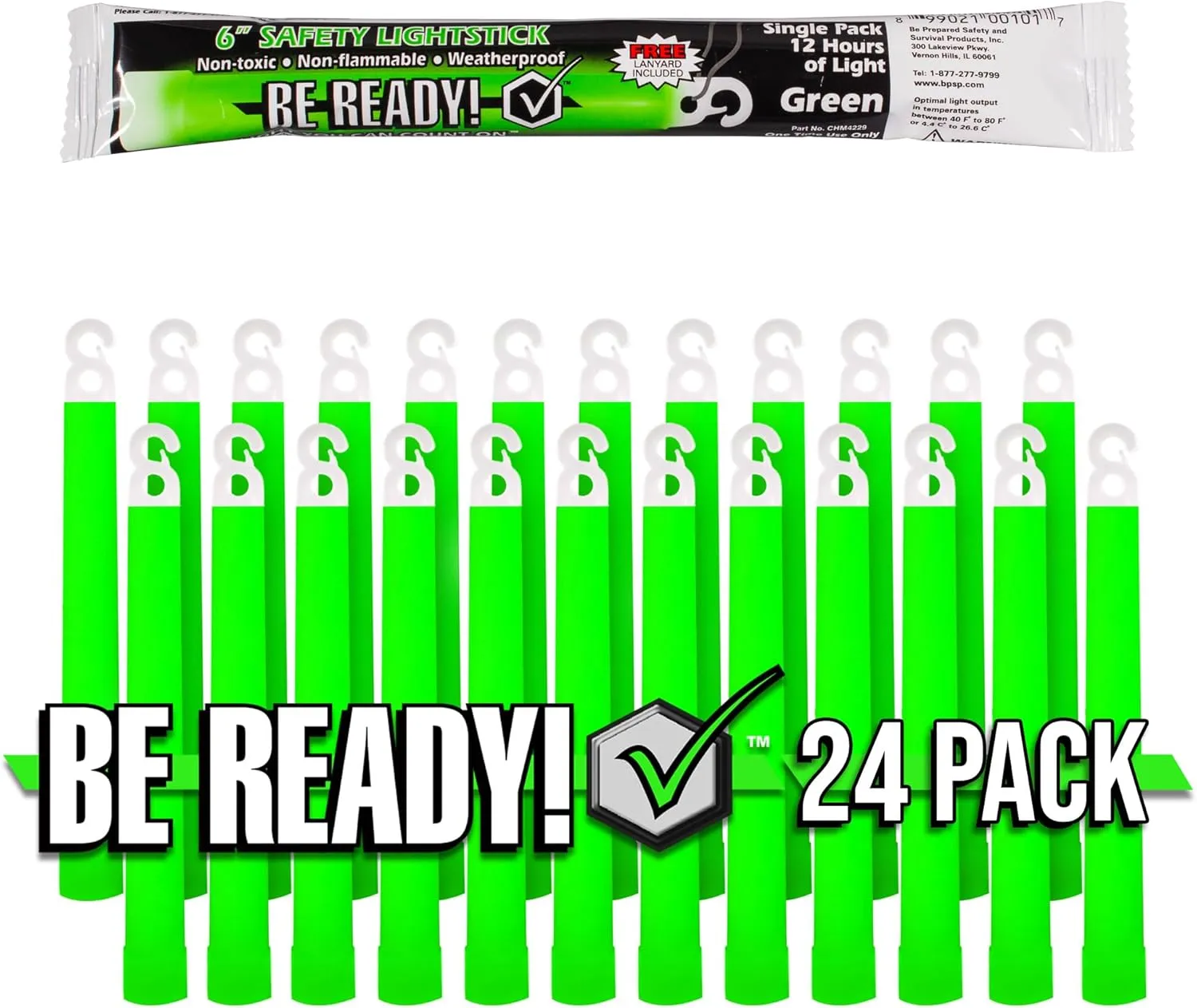 Be Ready - Industrial 12 Hour Illumination Emergency Safety Chemical Light Glow Sticks 24 Pack