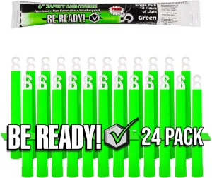 Be Ready - Industrial 12 Hour Illumination Emergency Safety Chemical Light Glow Sticks 24 Pack