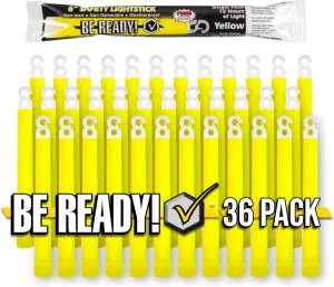 Be Ready - Industrial 12 Hour Illumination Emergency Safety Chemical Light Glow Sticks 36 Pack
