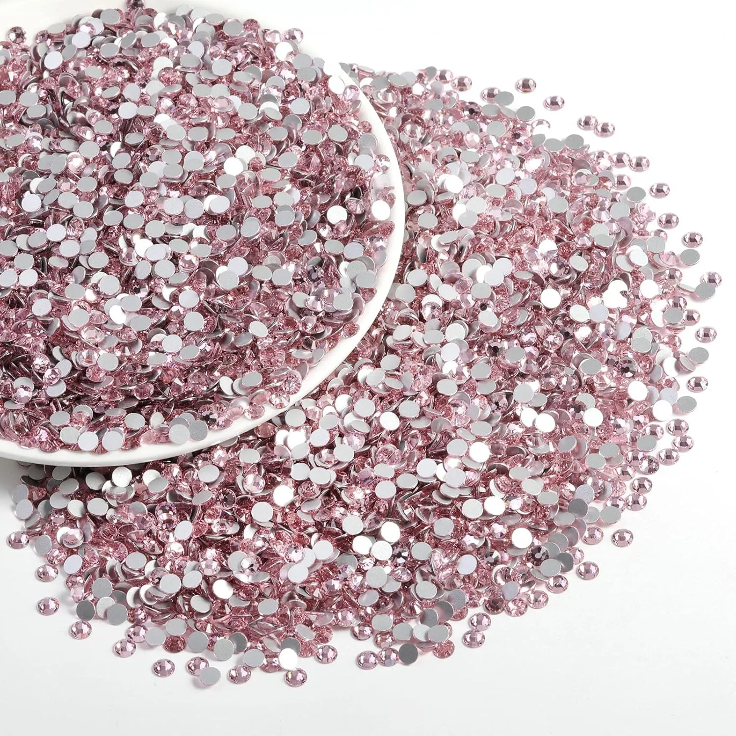 Beadsland Flatback Rhinestones Bulk,2880pcs Pink Rhinestones for Nails Crafts Clothes DIY Decoration, Light Rose/Light Pink, SS30, 6.3-6.5mm