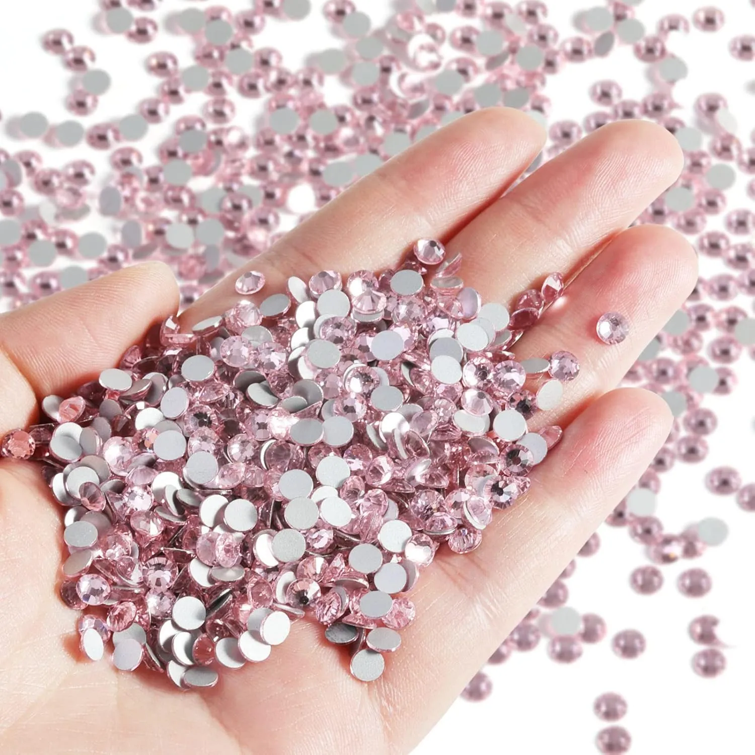 Beadsland Flatback Rhinestones Bulk,2880pcs Pink Rhinestones for Nails Crafts Clothes DIY Decoration, Light Rose/Light Pink, SS30, 6.3-6.5mm