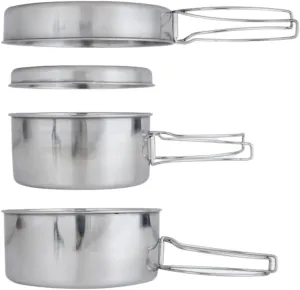 BeGrit Backpacking Camping Cookware Mini Picnic Camping Cooking Mess Kit with Pot and Pan Set for Hiking