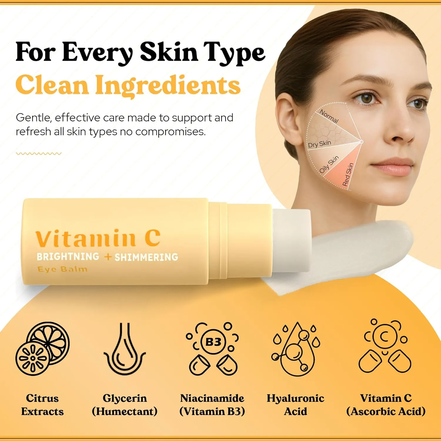 BellaBLISS Vitamin C Eye Balm Stick – Lightweight Under Eye Cream for Puffiness, Dark Circles & Wrinkles – Made in Korea – 0.35 oz / 10 g – Pack of 1