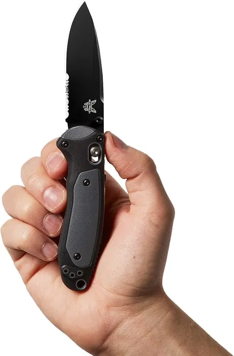 Benchmade Mini Boost 595SBK Serrated Drop-Point Coated Finish Knife