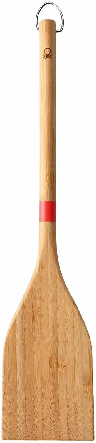 Bennetton Set of 3 Bamboo Kitchen Utensils can be used on any nonstick cookware and is ideal for stir-frying, sauteing, deep frying, steaming and parboiling, scooping rice and more - 0364