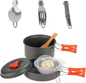 BESPORTBLE 1 Set Outdoor Camping Pot Camp Kitchen Equipment Camping Cookware Kit Outdoor Cook Gear Griddle Tools Picnic Cookware Kit On Foot Travel Accessories Aluminum Alloy