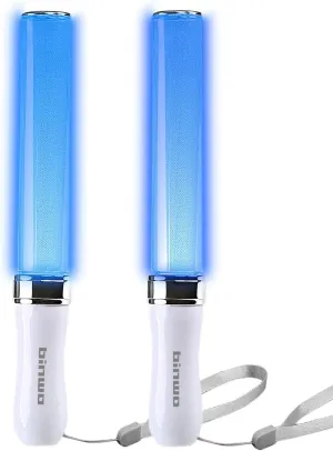 BINWO Reusable LED Glow Sticks(2Pack) with 15 Multicolor, Manual and Automatic Mode, Equipped with AAA Battery Powered LED Sticks, Concert Glowsticks, Raves, Emergency, (15  Years Old)