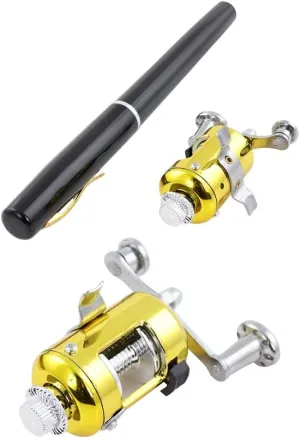 Black Pocket Fishing Rod – Compact Telescoping Rod and Reel for Portable Freshwater Fishing