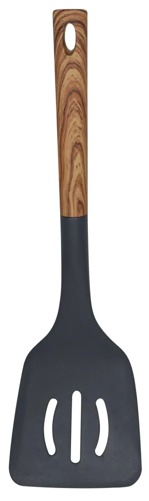 Black Spatula with Wood Like Handle, Heat Resistant
