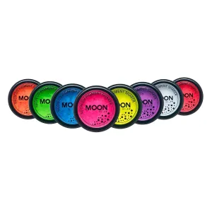 Blacklight Neon UV Pigment Shaker 0.1oz Set of 8 – Glows brightly under Blacklights/UV Lighting! Use on the face/body, as loose eye shadow and for nail art